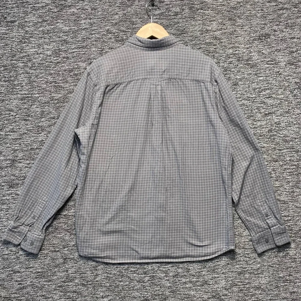 The North Face Circular Design Shirt Mens Large Gray Grid Plaid Cotton Button Up